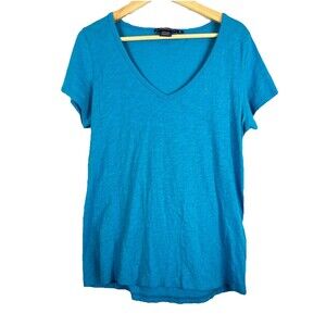 Ralph Lauren Sport V Neck Tee Shirt Blue Cotton Short Sleeve Women XL
